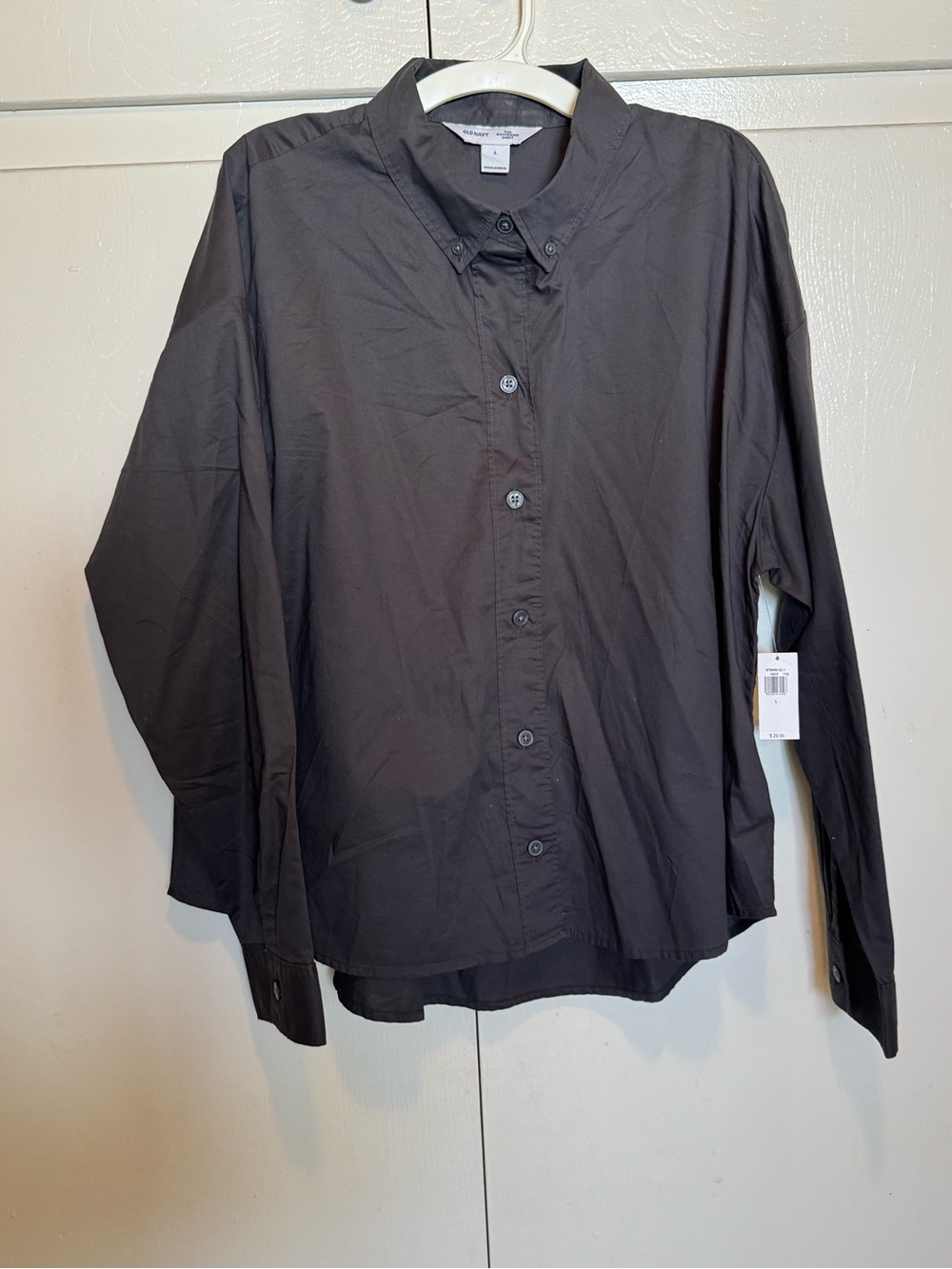 Old Navy Gray Women’s Boyfriend Button-Up Dress Shirt